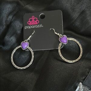 Paparazzi Purple Heart Hoop Earrings
